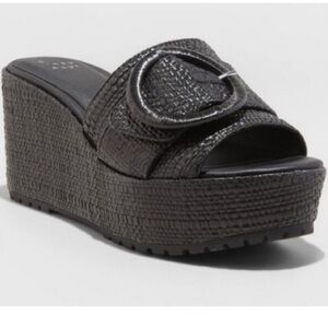 A New Day Victoria Wedge Heels Black Size 9